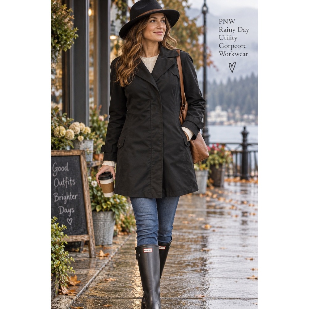 Columbia Women's Single Breasted Water Resistant Utility Rain Jacket Black Sz S